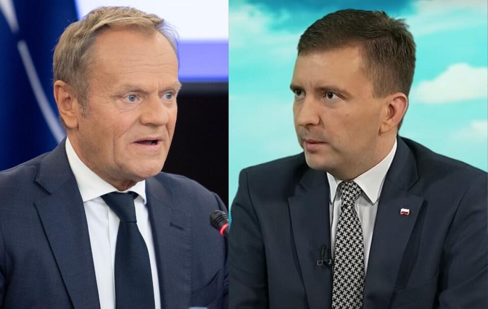 Donald Tusk/ Minister Łukasz Schreiber  / autor: Fratria; wPolsce.pl (screenshot)