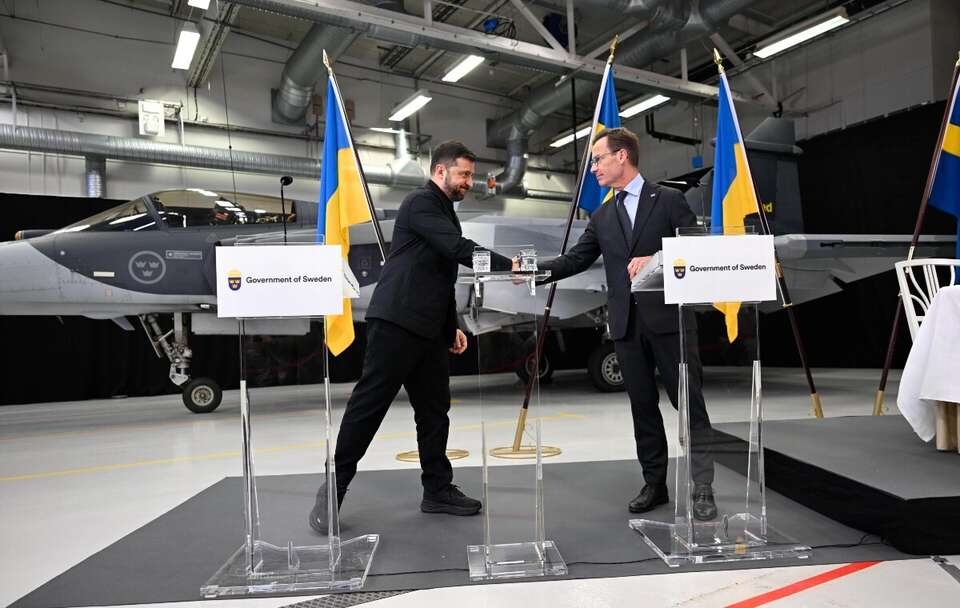 Wołodymyr Zełenski i Ulf Kristersson / autor: PAP/EPA/FREDRIK SANDBERG