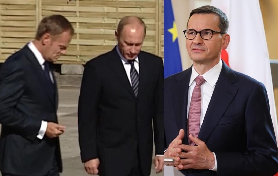 Donald Tusk z Władimirem Putinem/Premier Mateusz Morawiecki / autor: Screenshot TVP Info/PAP/Rafał Guz