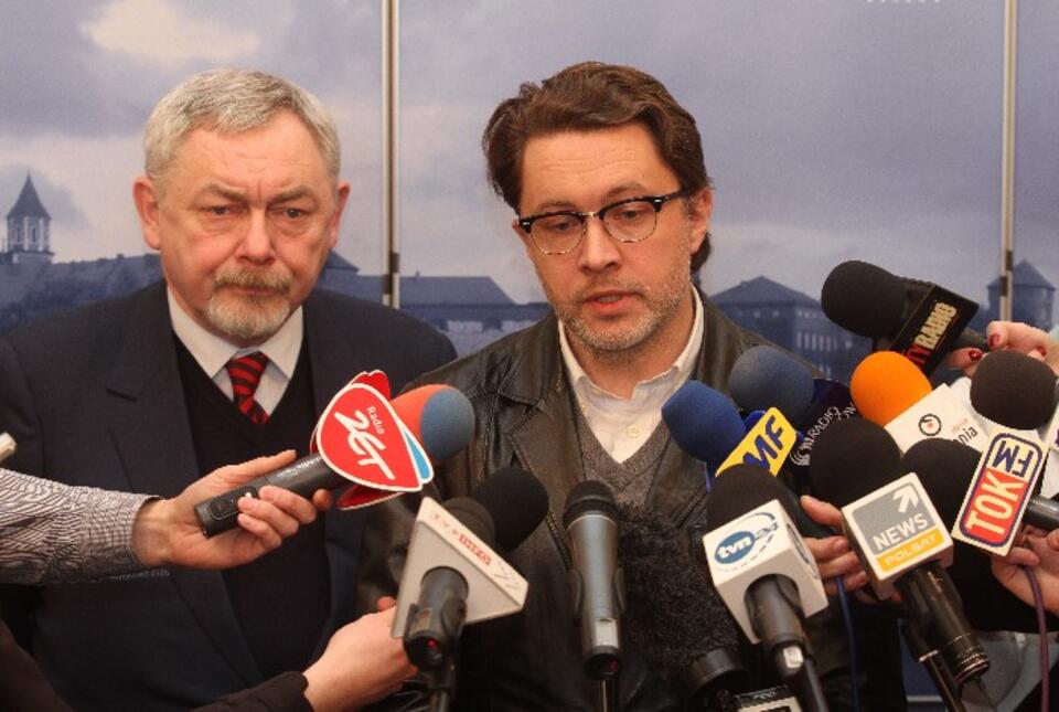 Prezydent Krakowa Jacek Majchrowski i sekretarz Wisławy Szymborskiej, Michał Rusinek , PAP/Jacek Bednarczyk