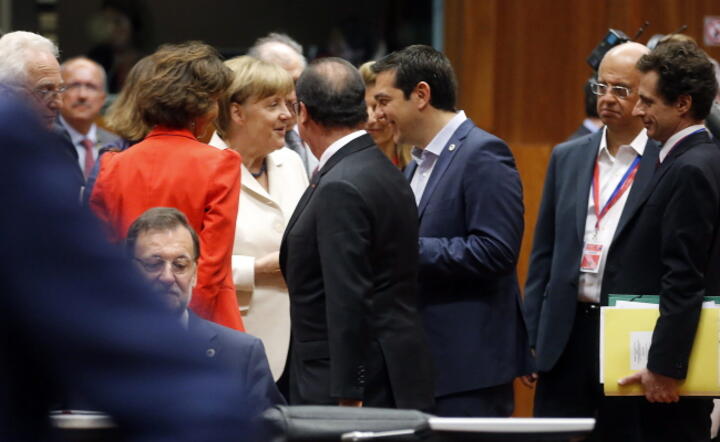Kanclerz Angela Merkel, prezydent Francois Hollande i premier Aleksis Cipras na rozmowach w Brukseli, fot. PAP / EPA / Olivier Hoslet
