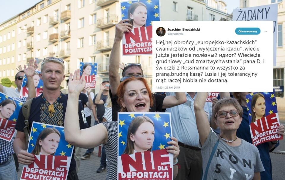 Protest przeciwko deportacji L. Kozlovskiej (arch.) / autor: Fratria; Twitter