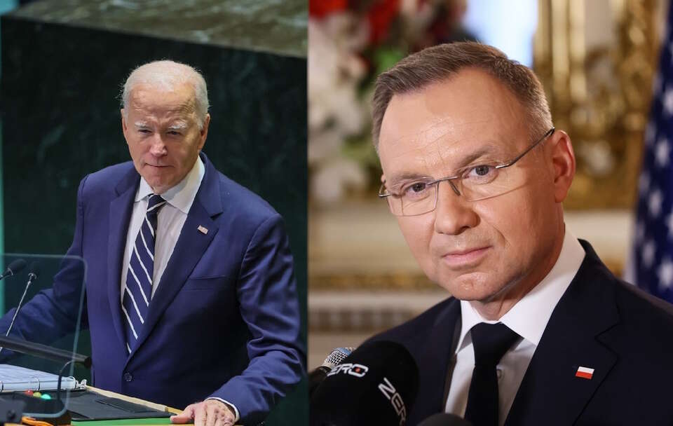 Prezydent USA Joe Biden i prezydent RP Andrzej Duda w Nowym Jorku / autor: PAP/Leszek Szymański