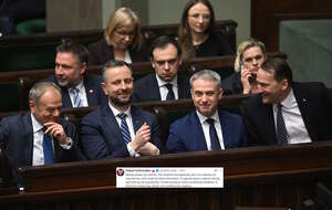 Na zdjęciu rząd Koalicji 13 Grudnia oraz wpis Pawła Szefernakera (screen z X) / autor: PAP/Radek Pietruszka/X-Paweł Szefernaker (screen)