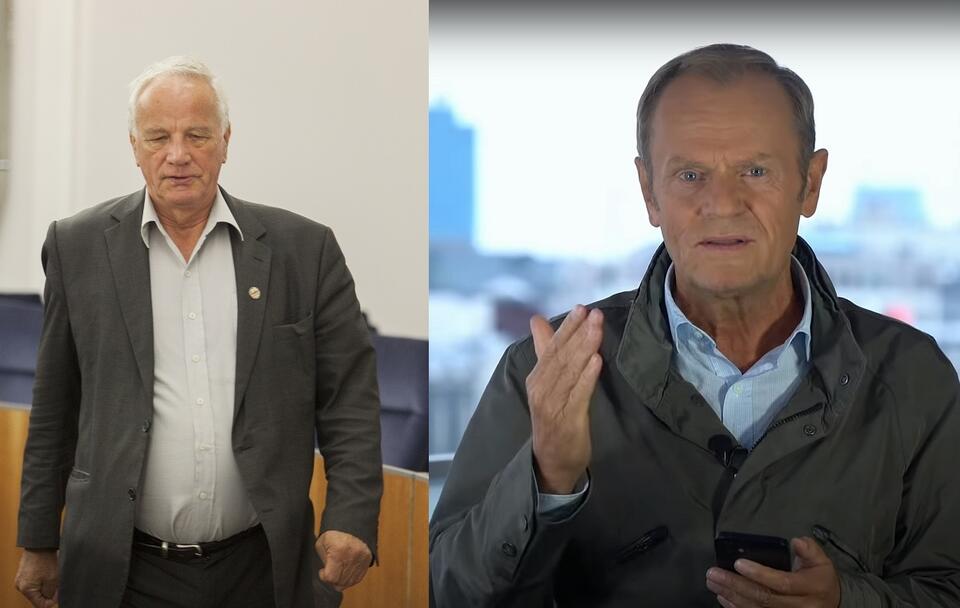 Były senator PO Jan Rulewski; lider PO Donald Tusk / autor: Fratria; YouTube/Platforma Obywatelska