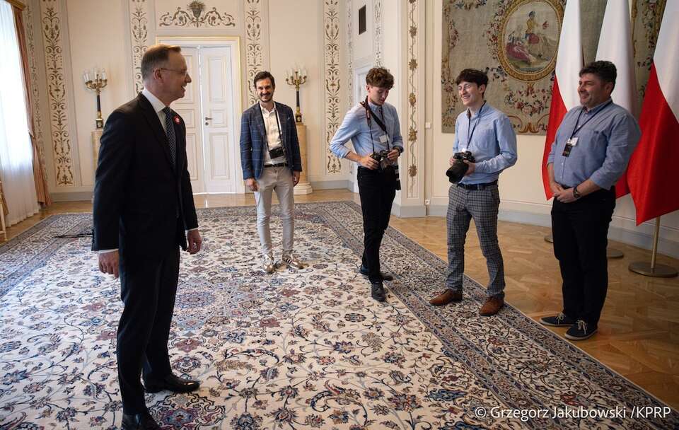 Hubert Wyrozumski i Dawid Habura na spotkaniu w pałacu prezydenckim. / autor: Grzegorz Jakubowski/KPRP