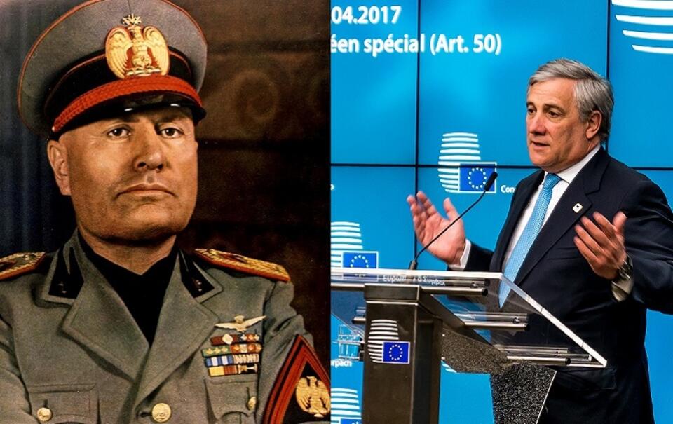 Benito Mussolini (zdj. arch.); Antoni Tajani, szef PE  / autor: wikimedia commons/Martianmister and Vps/domena publiczna; Fratria/A.Skwarczynski