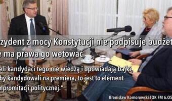 Bronisław Komorowski nie ma pojęcia co mu wolno jako prezydentowi. Twierdzi, że nie ma prawa wetować budżetu GRAFIKA