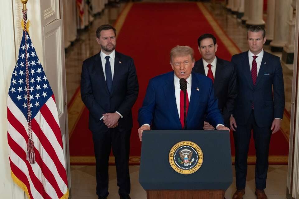 Oświadczenie prezydenta USA Donalda Trumpa po ataku na obiekty nuklearne w Iranie / autor: PAP/EPA/Carlos Barria / POOL