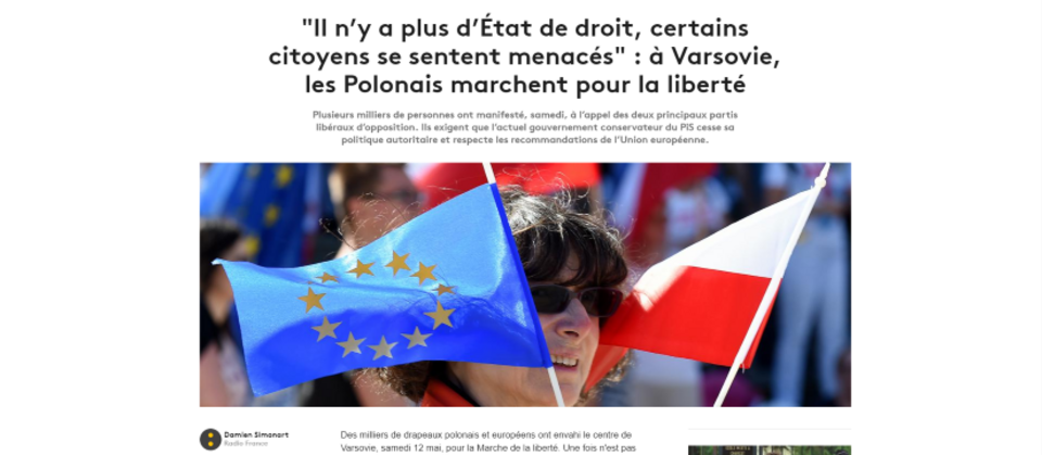Artykuł o marszu Wolności we FranceInfo / autor: franceinfo.fr/screenshot
