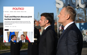 Donald Tusk i Emmanuel Macron / autor: PAP/Andrzej Jackowski/zrzut Politico