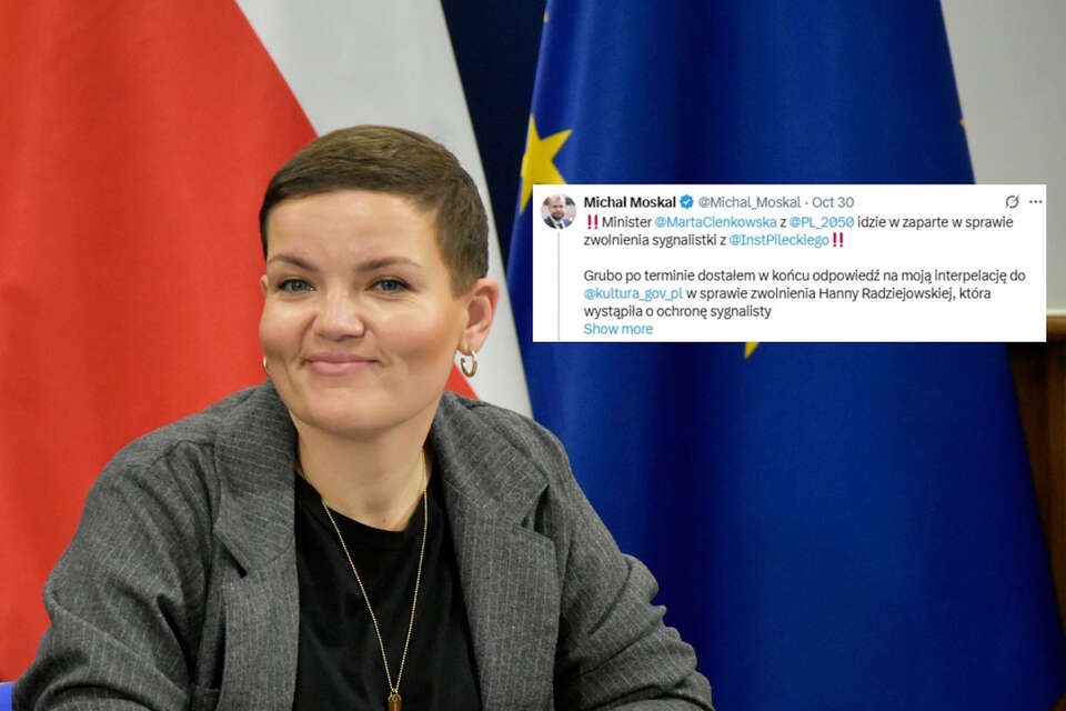 Minister Kultury i Dziedzictwa Narodowego Marta Cienkowska / Wpis Michała Moskala (screen z X) / autor: Fratria/X-Michał Moskal (screen)