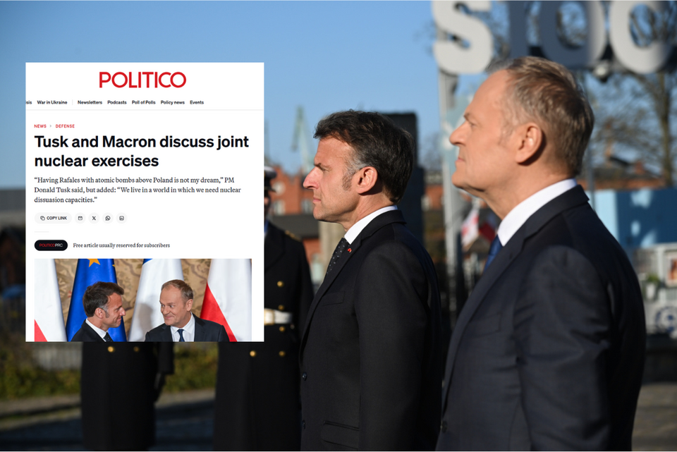 Donald Tusk i Emmanuel Macron / autor: PAP/Andrzej Jackowski/zrzut Politico