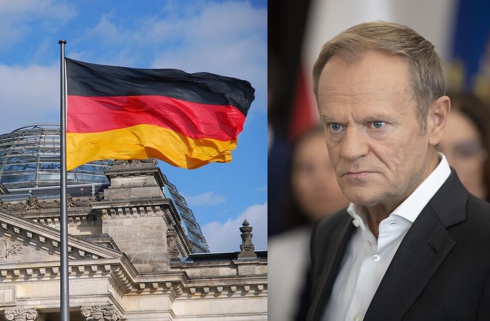 Donald Tusk, niemiecka flaga  / autor: Fratria/pixabay.com 