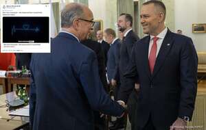 Posiedzenie RBN, 11.02.2026. Prezydent Karol Nawrocki wita się z marszałkiem Włodzimierzem Czarzastym / autor: Mikołaj Bujak/KPRP