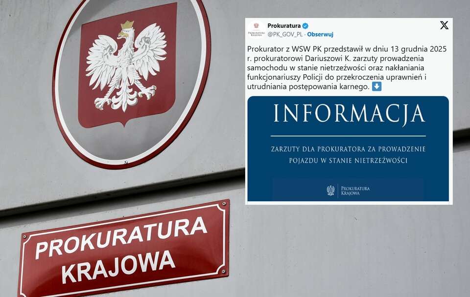 Prokurator Dariusz K. usłyszał zarzuty prowadzenia auta w stanie nietrzeźwości oraz nakłaniania funkcjonariuszy policji do przekroczenia uprawnień i utrudniania postępowania karnego. / autor: Fratria