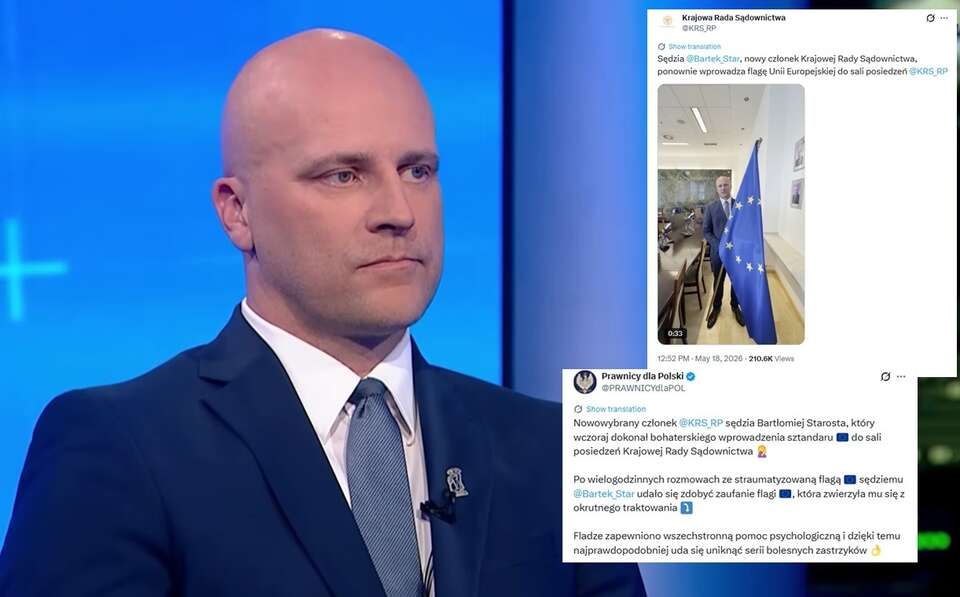 Cyrk! Sędzia rozpacza nad flagą UE. "Okrutnie potraktowana"