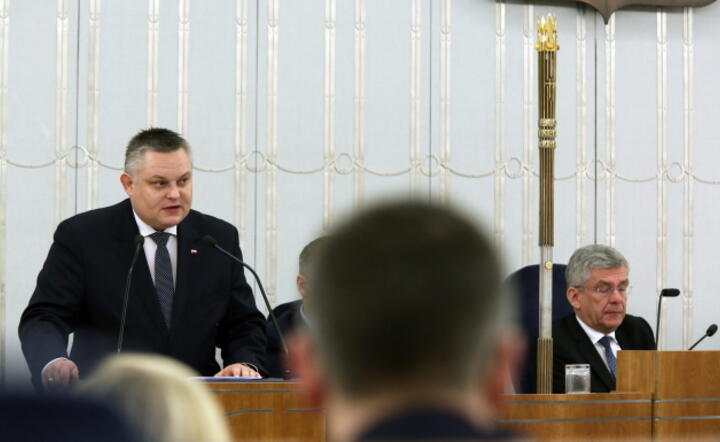 Senator sprawozdawca Arkadiusz Grabowski (PiS) nowelizacji ustawy o SKOK, fot. Tomasz Gzell