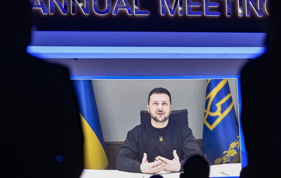 Davos przemawia prezydent Ukrainy / autor: PAP/EPA