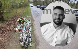 Znicze i kwiaty na miejscu tragicznego wypadku posła Łukasza Litewki/Parlamentarzysta w siedzibie swojej fundacji / autor: PAP/Art Service/Facebook: llitewka