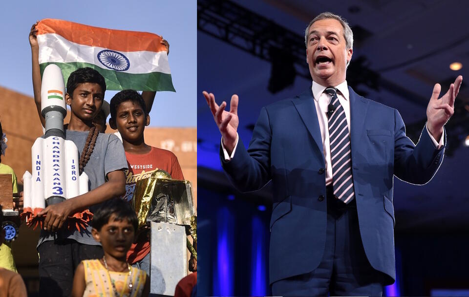 Reakcja Farage'a na sukces Indii / autor: PAP/EPA/IDREES MOHAMMED/wikimedia.commons: Gage Skidmore/https://creativecommons.org/licenses/by-sa/2.0/