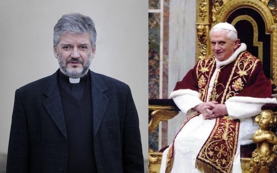 Ks. Robert Skrzypczak ; papież Benedykt XVI / autor: Fratria/J.Szewczyk; wikimedia commons/Peter Nguyen/CC BY 2.0