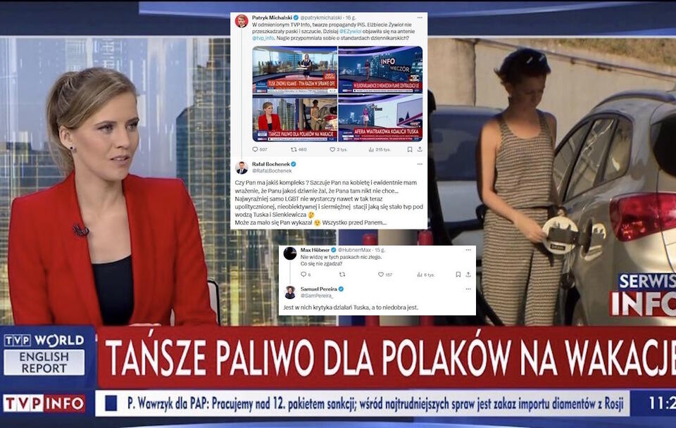 Elżbieta Żywioł prowadząca serwis w neoTVP Info / autor: screenshot/TVP Info / /twitter.com/RafalBochenek, twitter.com/SamPereira_