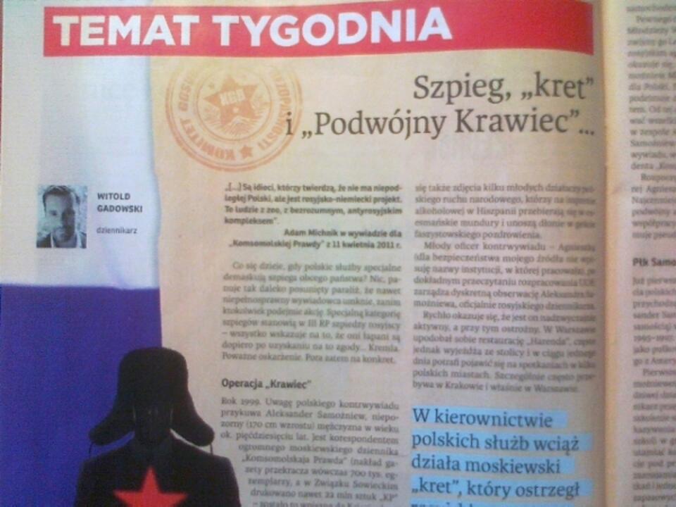 Artykuł W. Gadowskiego o rosyjskiej penetracji. Fot. wPolityce.pl