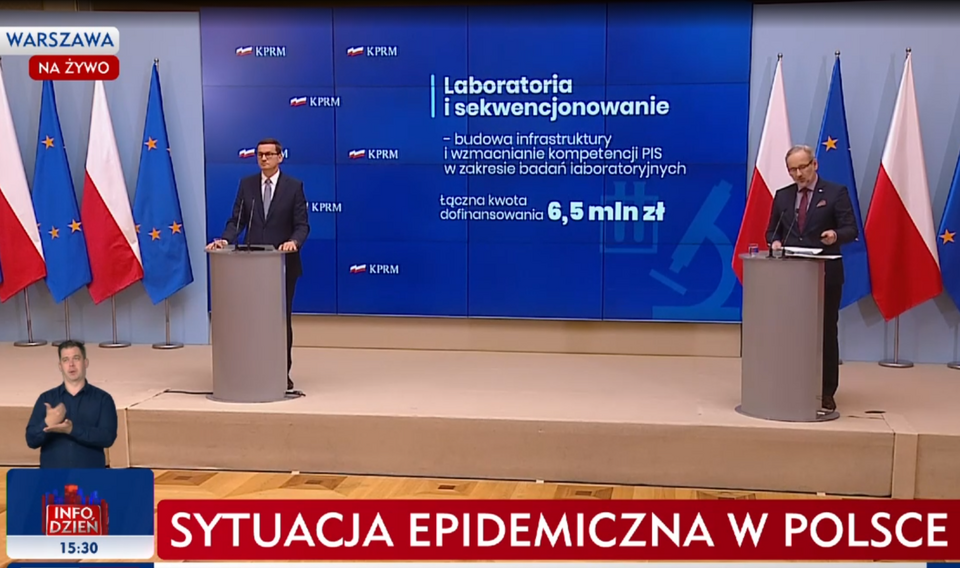 Mateusz Morawiecki, Adam Niedzielski / autor: TVP Info