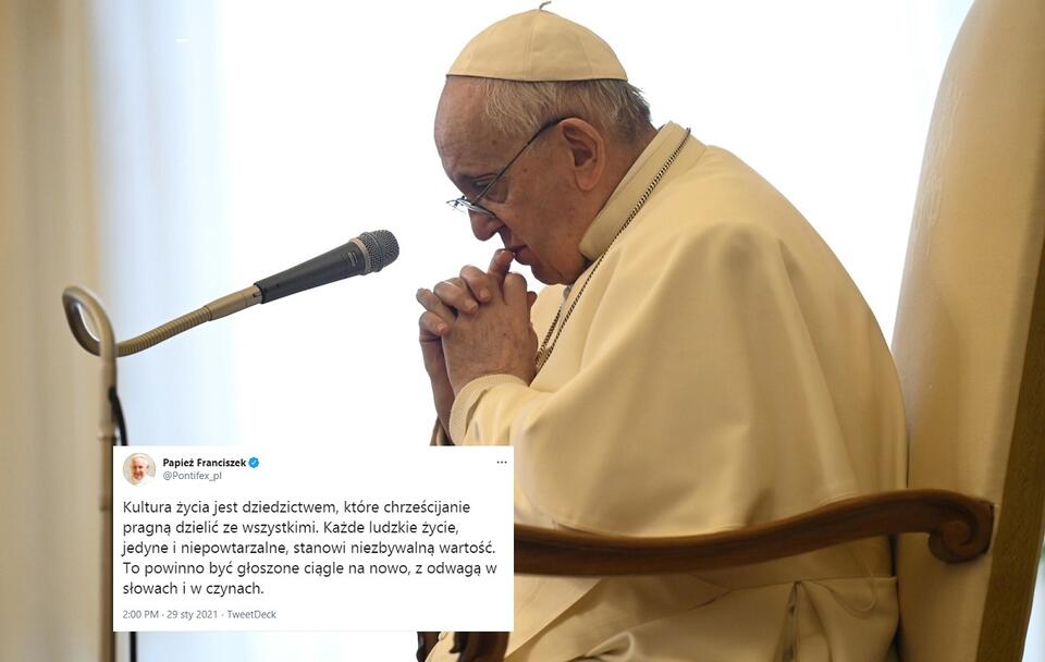 Papież Franciszek podczas audiencji generalnej - zdj. wykonane przez watykańskie media / autor: PAP/EPA/VATICAN MEDIA HANDOUT; Twitter/Pontifex_pl