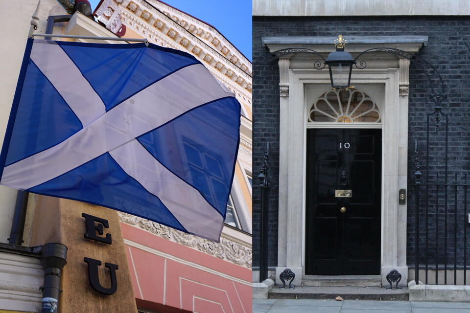 Flaga Szkocji, Downing Street 10 / autor: Fratria 