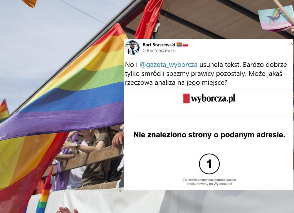 LGBT/Screen z Twittera Barta Staszewskiego / autor: Fratria/Screen z Twittera Barta Staszewskiego