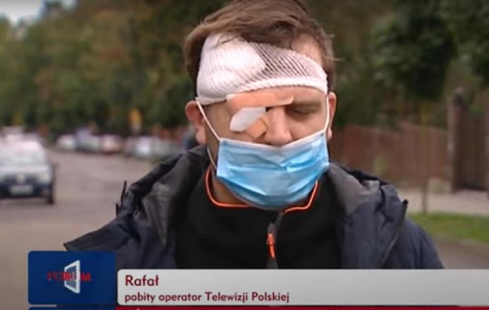 Operator TVP zaatakowany przez Aleksandra K. / autor: wPolityce.pl/TVP Info