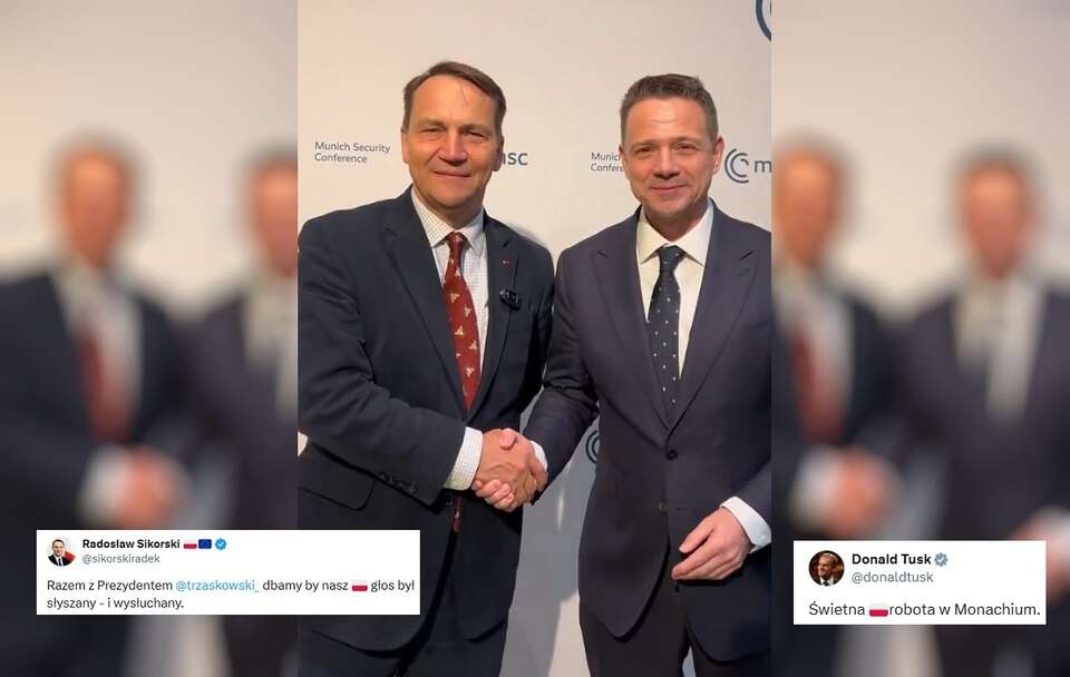 Radosław Sikorski i Rafał Trzaskowski w Monachium / autor: X/Radosław Sikorski/Donald Tusk