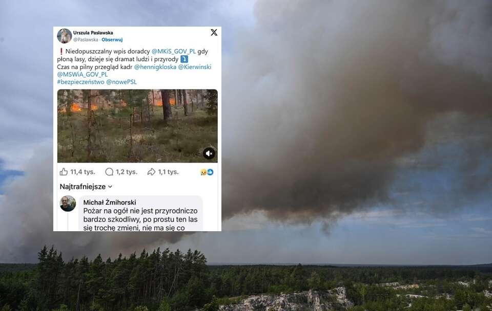 Skandaliczny wpis doradcy MKiŚ ws. pożaru! Jest reakcja z PSL
