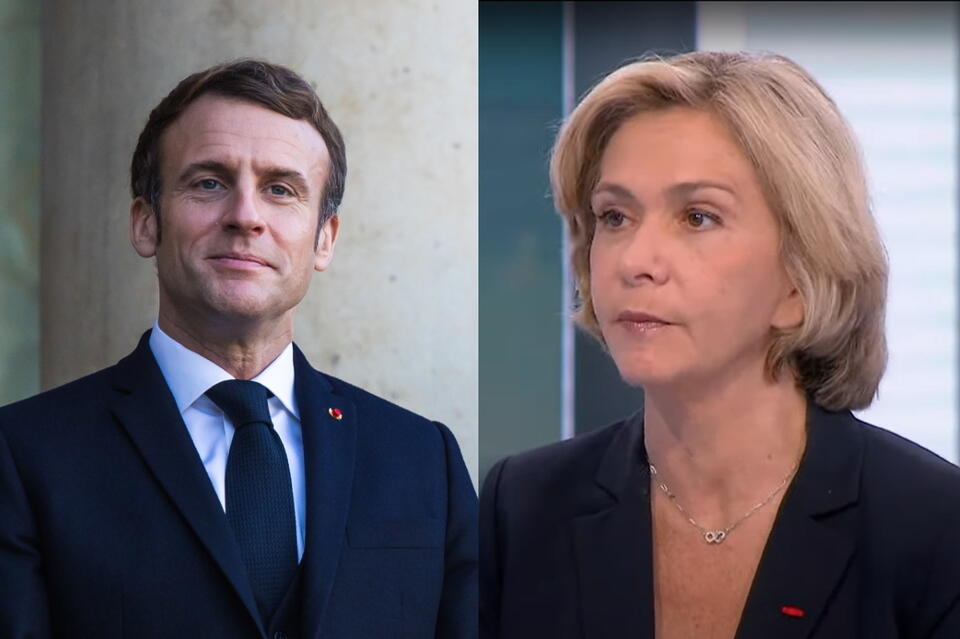 Emmanuel Macron, Valerie Pecresse / autor: PAP/EPA/screenshot YouTube  Télé Matin