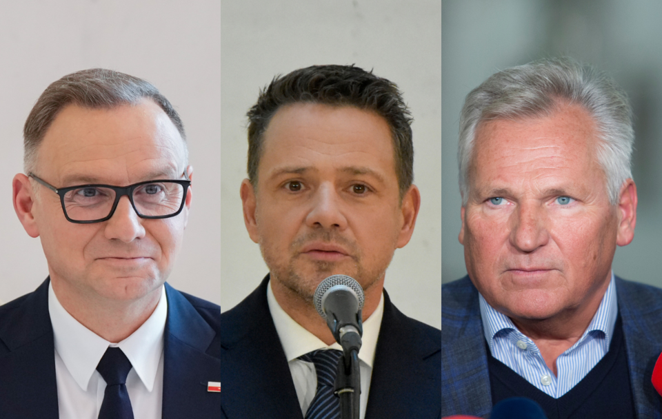 Andrzej Duda, Rafał Trzaskowski i Aleksander Kwaśniewski / autor: PAP/EPA/Vincent Thian / POOL/Fratria