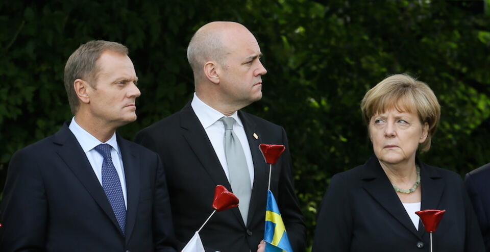Premier RP Donald Tusk, premier Szwecji Fredrik Reinfeldt i kanclerz Niemiec Angela Merkel, fot. PAP/Paweł Supernak