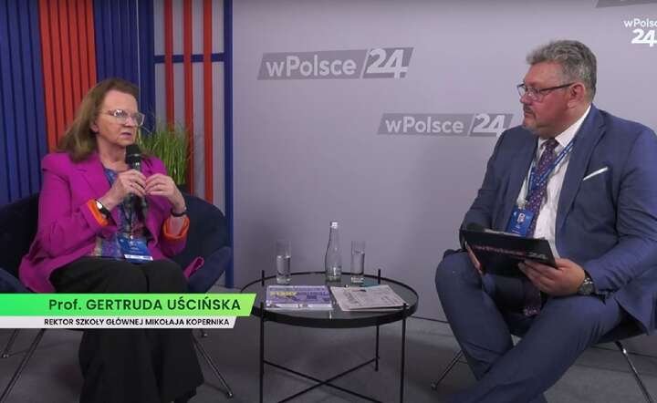 Prof. Gertruda Uścińska była gościem telewizji wPolsce24 podczas XXXIII Forum Ekonomicznego w Karpaczu / autor: YT @wPolsce24 - screen