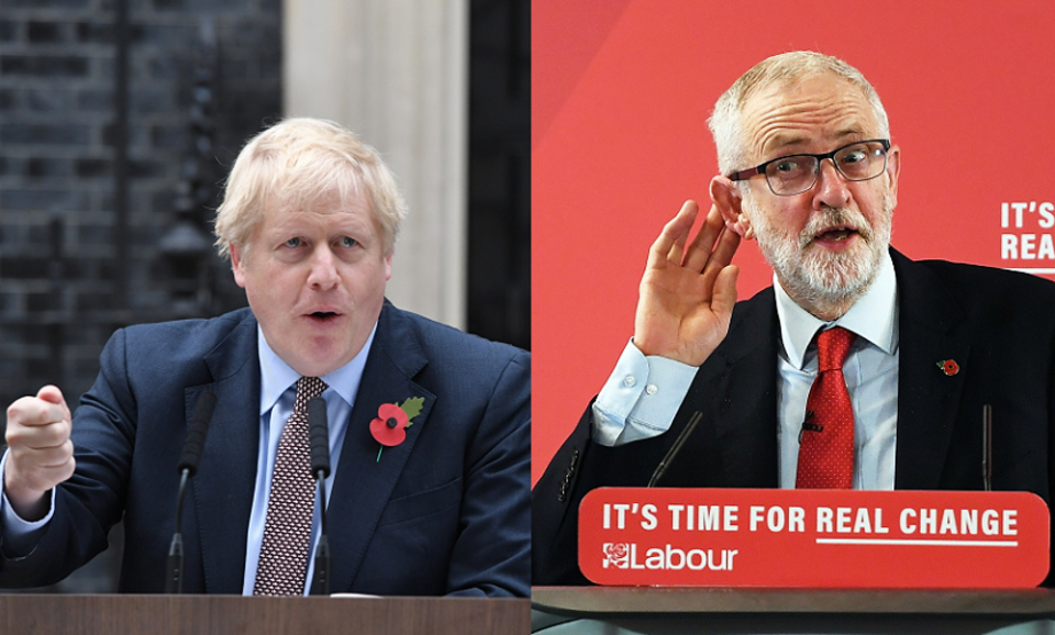 Boris Johnson i Jeremy Corbyn / autor: PAP/EPA/FACUNDO ARRIZABALAGA/ANDY RAIN
