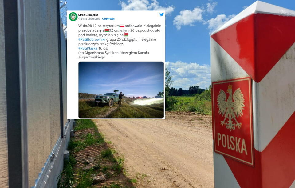 Granica polsko-białoruska  / autor: screenshot Twitter Straż Graniczna 
