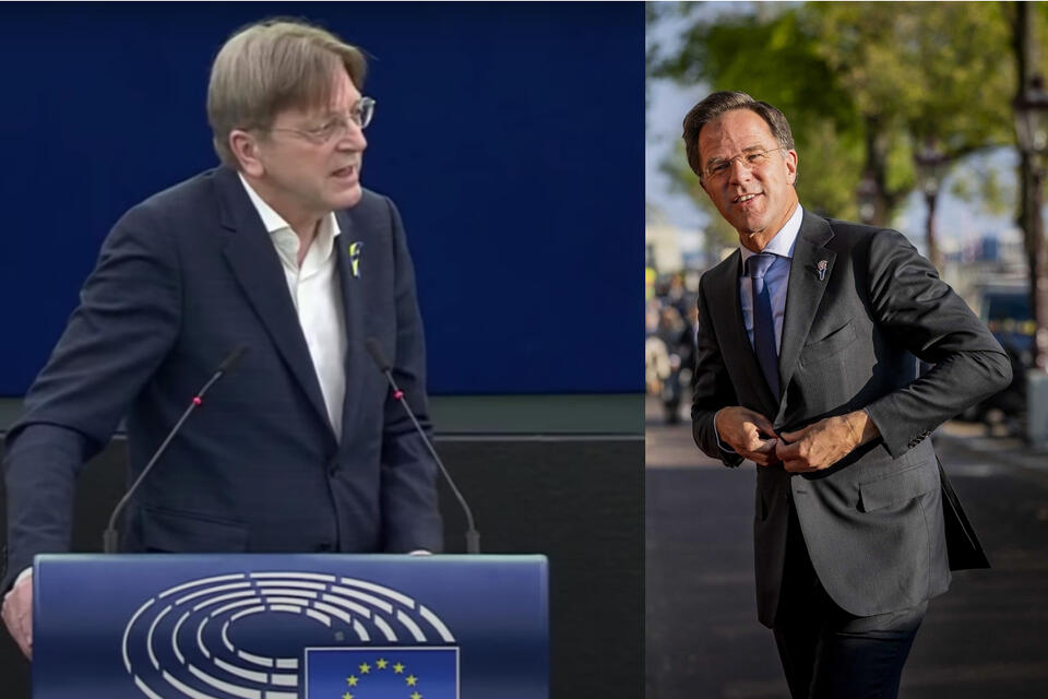 Guy Verhofstadt i Mark Rutte, / autor: PAP/EPA/YouTube/Renew Europe