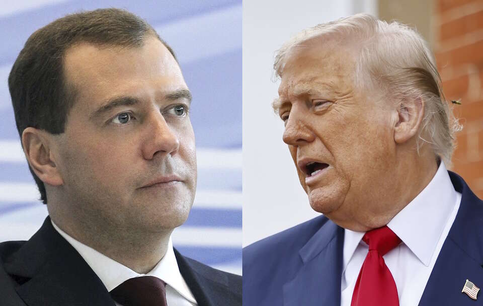 Dmitrij Miedwiediew, Donald Trump / autor: PAP/EPA/TOLGA AKMEN/POOL / POOL/wikimedia.commons: Government.ru/https://creativecommons.org/licenses/by/4.0/