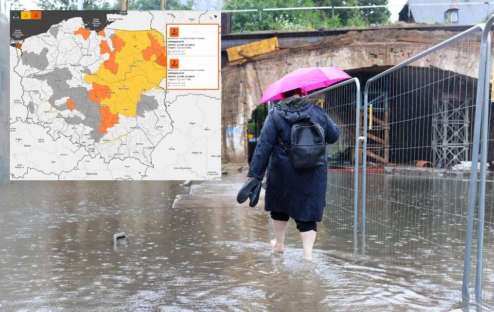 Ulica Kłodnicka w Katowicach zalana po intensywnych opadach deszczu / autor: PAP/Kasia Zaremba/IMGW