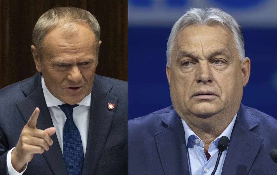 Donald Tusk, Viktor Orban / autor: Fratria/wikimedia.commons: Vox España/https://www.flickr.com/photos/voxespana/54314448281/