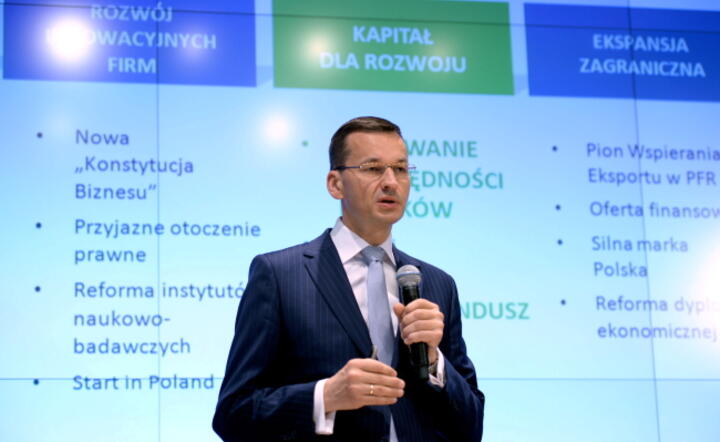 Wicepremier, minister rozwoju Mateusz Morawiecki, podczas konferencji prasowej w siedzibie GPW w Warszawie,  fot. PAP/Jacek Turczyk