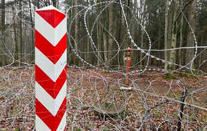 Na zdjęciu polski słupek graniczny i zasieki przy Białorusi / autor: Fratria