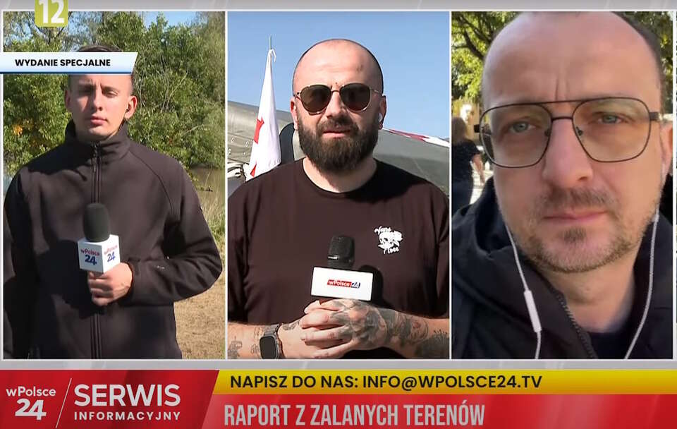 Raport reporterzy telewizji wpolsce24 z terenów powodziowych  / autor: Fratria