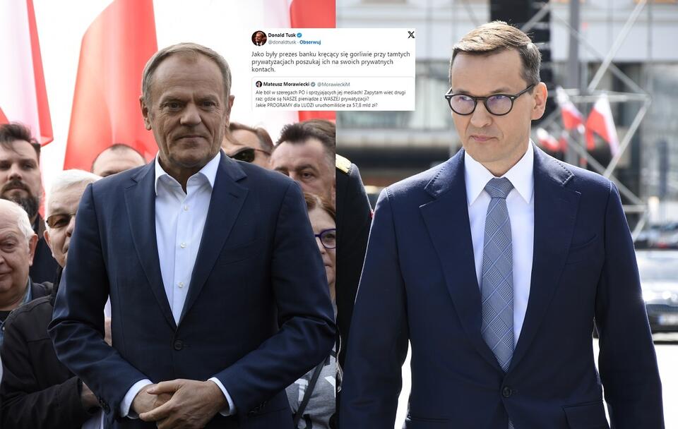 Donald Tusk vs. Mateusz Morawiecki / autor: Fratria/Twitter