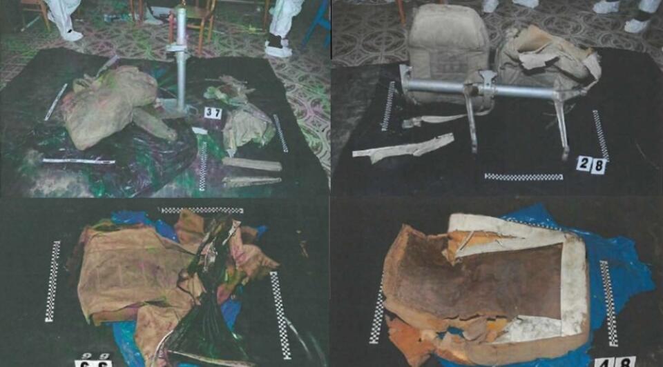 W fotelach z TU-154M najlepiej zachowały się śladów materiałów wybuchowych. Fot. Ekspertyza CLKP na zlecenie prokuratury wojskowej